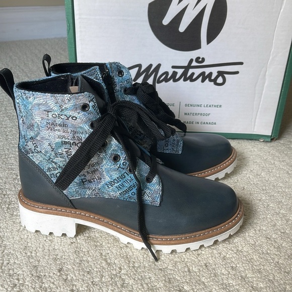 Martino NIB Women’s Nina Blue City Handmade Leather Boots Size 8 NEW - Picture 2 of 15